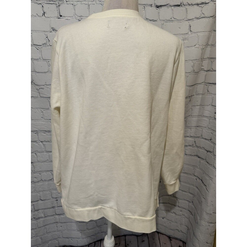Lane Bryant Merry Graphic Christmas Holiday Cream Long Sleeve Sweatshirt 14/16 - Picture 5 of 8